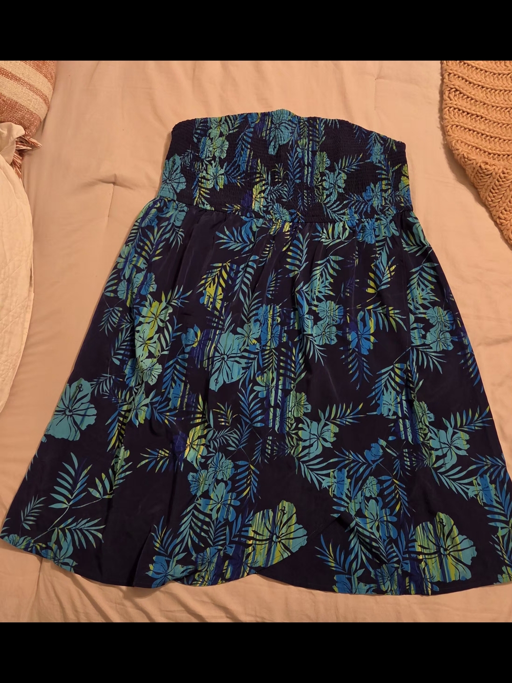 Lane Bryant Navy Floral Tropical Strapless Tube Top Dress